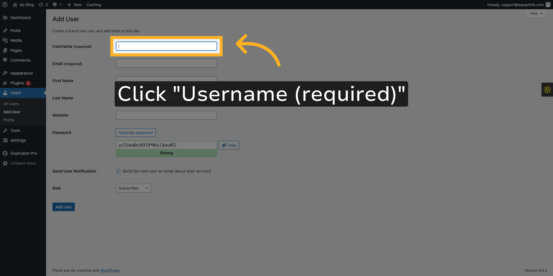 Enter Username