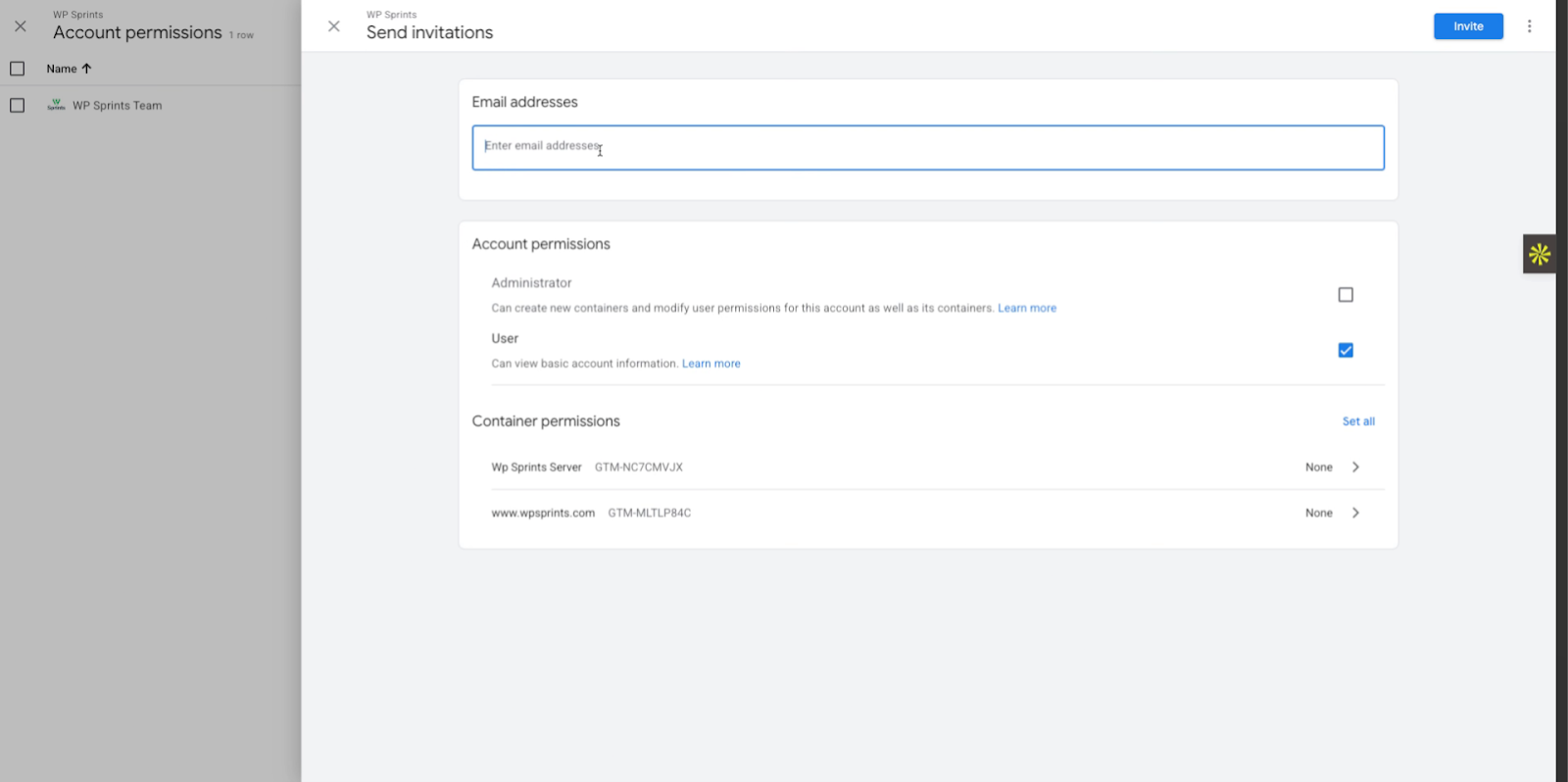 Type User Email