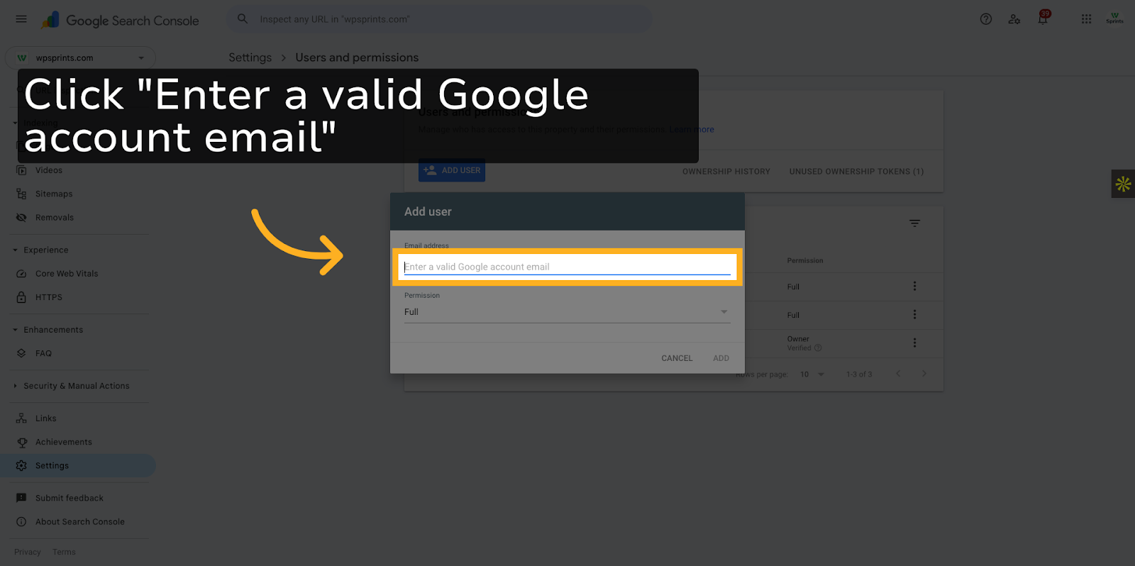 Click 'Enter a valid Google account email'