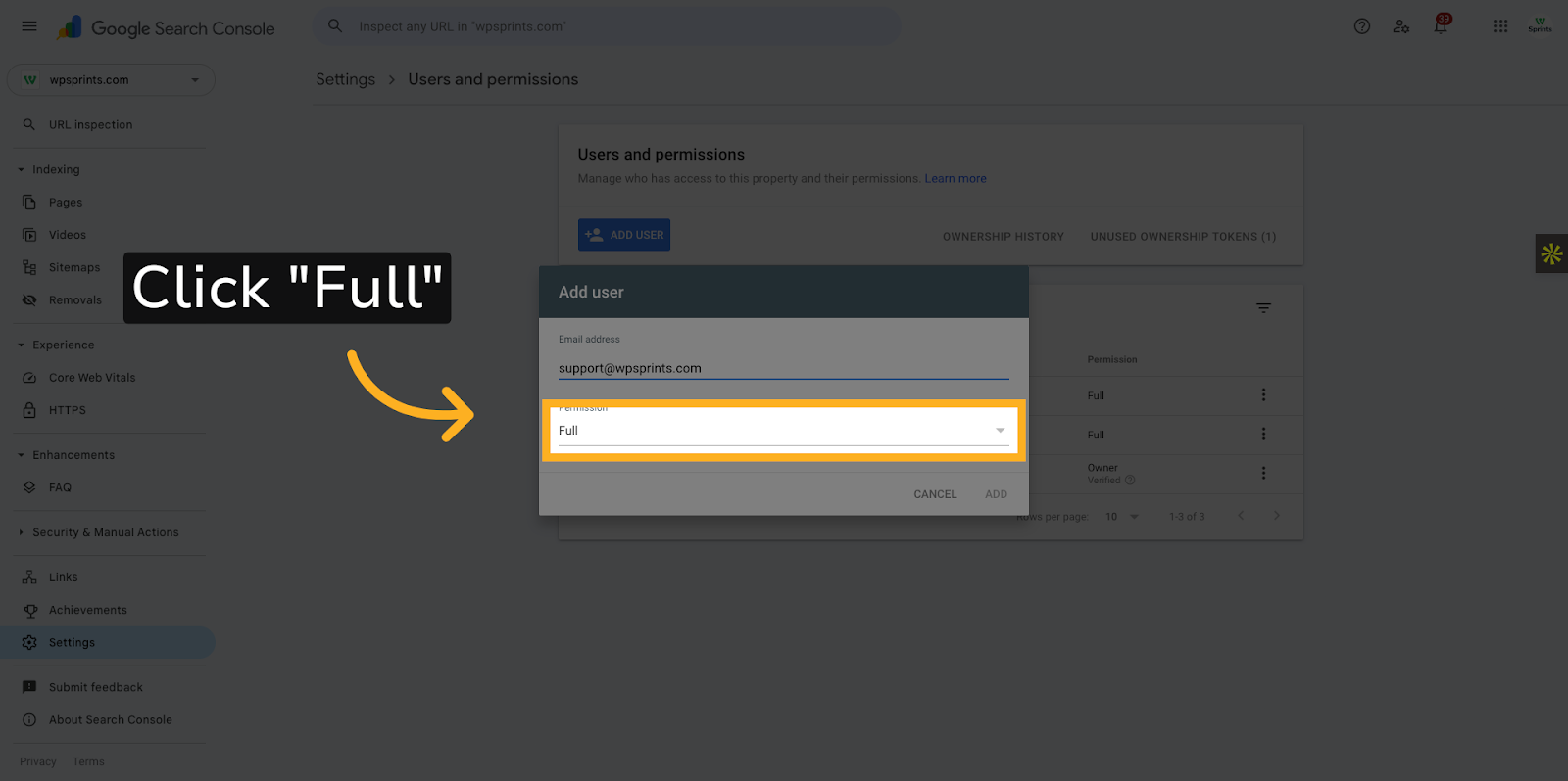 Click 'Full'