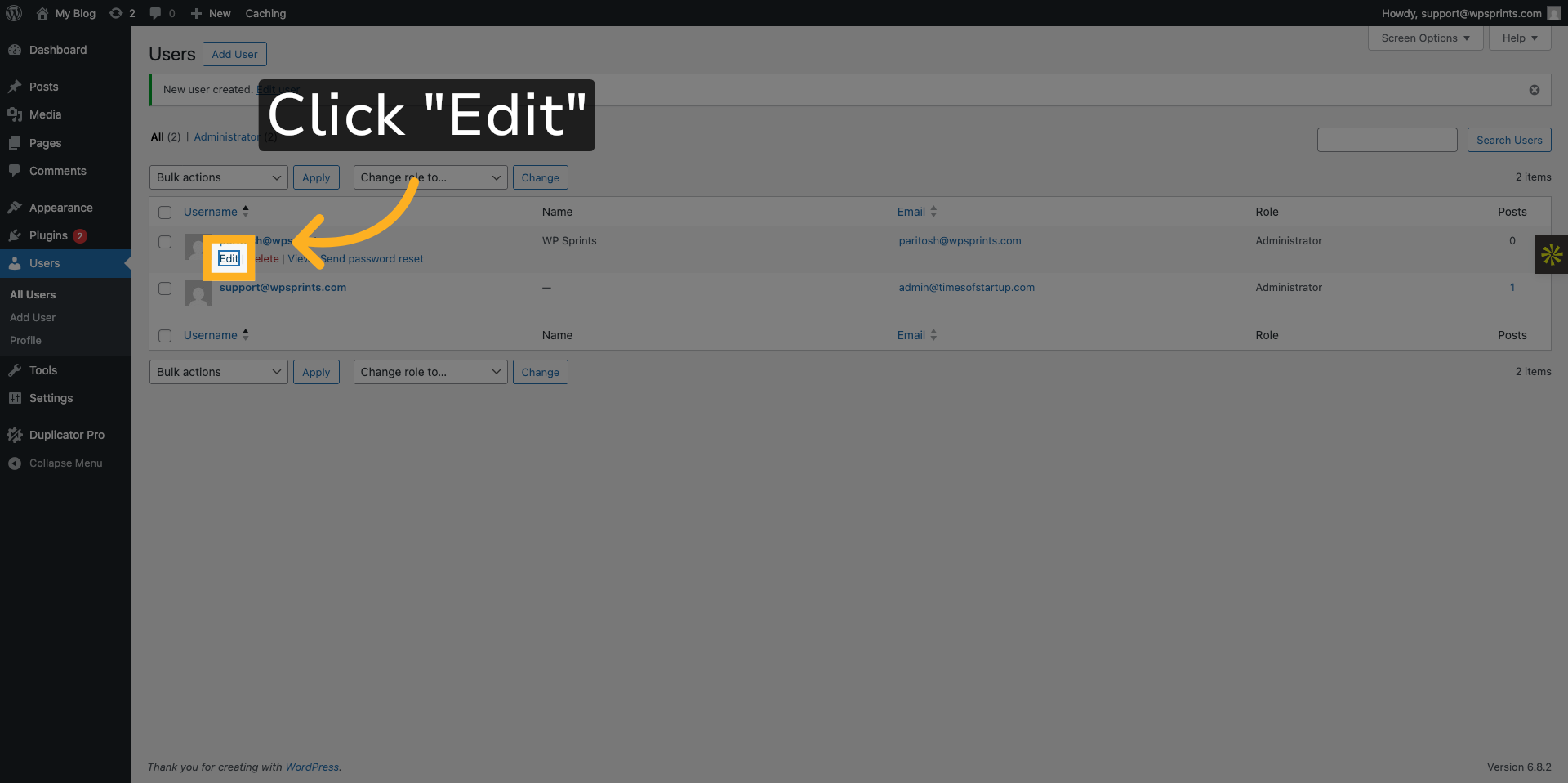 Click Edit Button